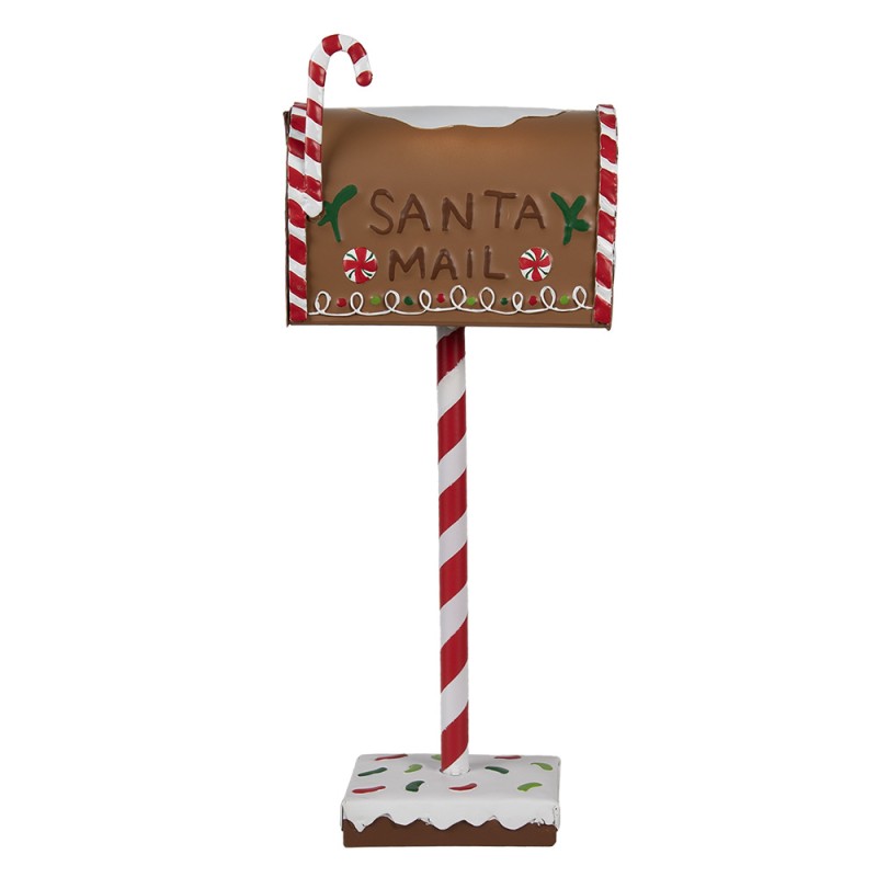 Clayre & Eef Kerstdecoratie Brievenbus 14x8x37 cm Bruin Metaal SANTA MAIL