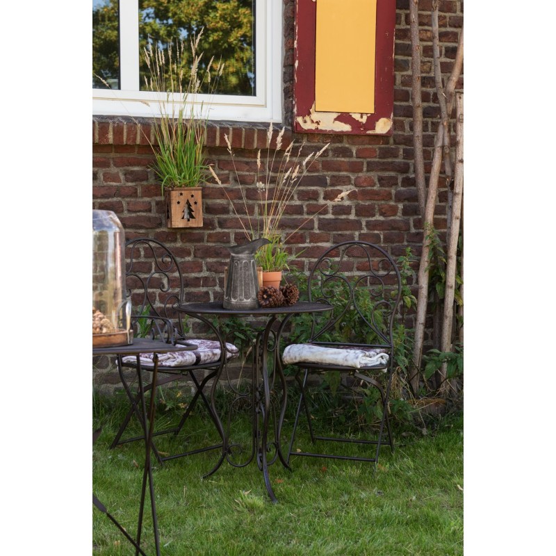 Clayre & Eef Ensemble bistro Table de bistrot Chaises bistrot set de 3 Ø 60x70 Marron Fer