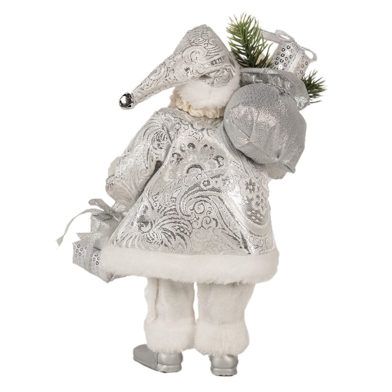 Clayre & Eef Weihnachtsdekorationsfigur Weihnachtsmann 27 cm Silberfarbig Kunststoff