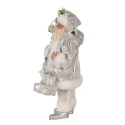 Clayre & Eef Weihnachtsdekorationsfigur Weihnachtsmann 27 cm Silberfarbig Kunststoff