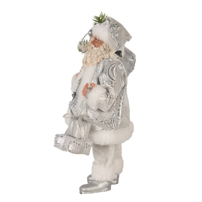 Clayre & Eef Statuetta decorativa di Natale Babbo Natale  27 cm Color argento Plastica