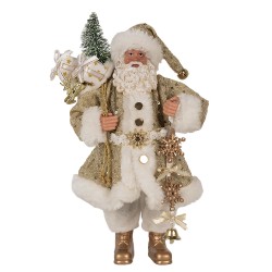 Clayre & Eef Figure de Noël Père Noël 27 cm Couleur or Plastique