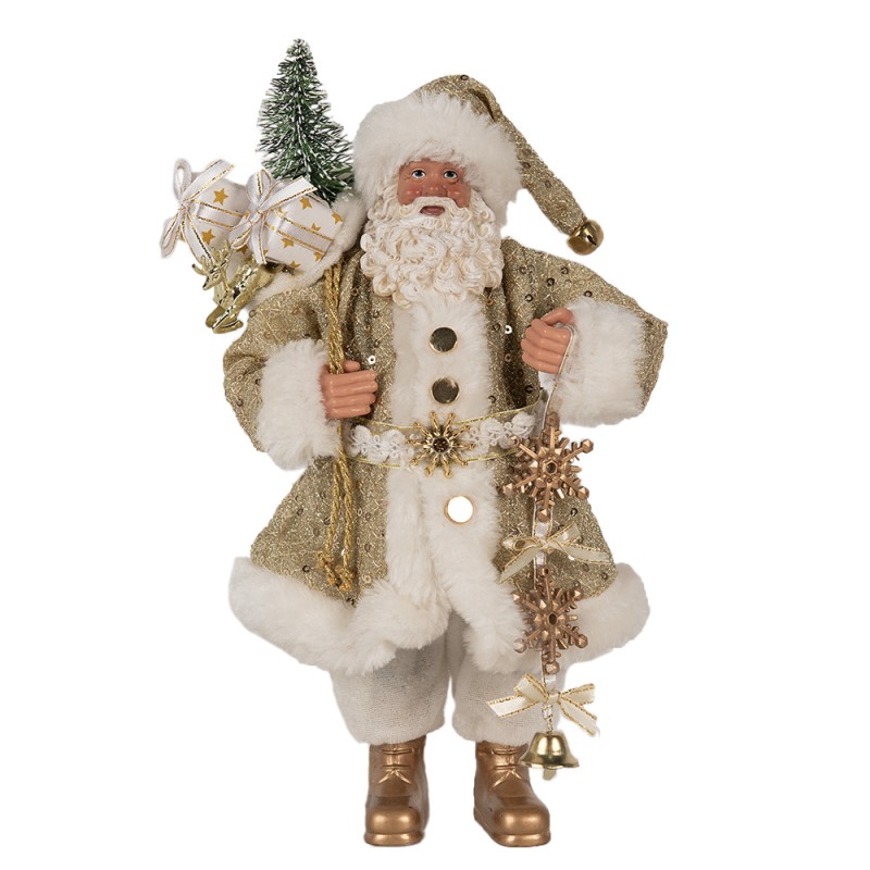 Clayre & Eef Christmas Decoration Figurine Santa Claus 27 cm Gold colored Plastic