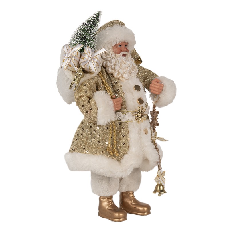 Clayre & Eef Kerstdecoratie Beeld Kerstman 27 cm Goudkleurig Kunststof