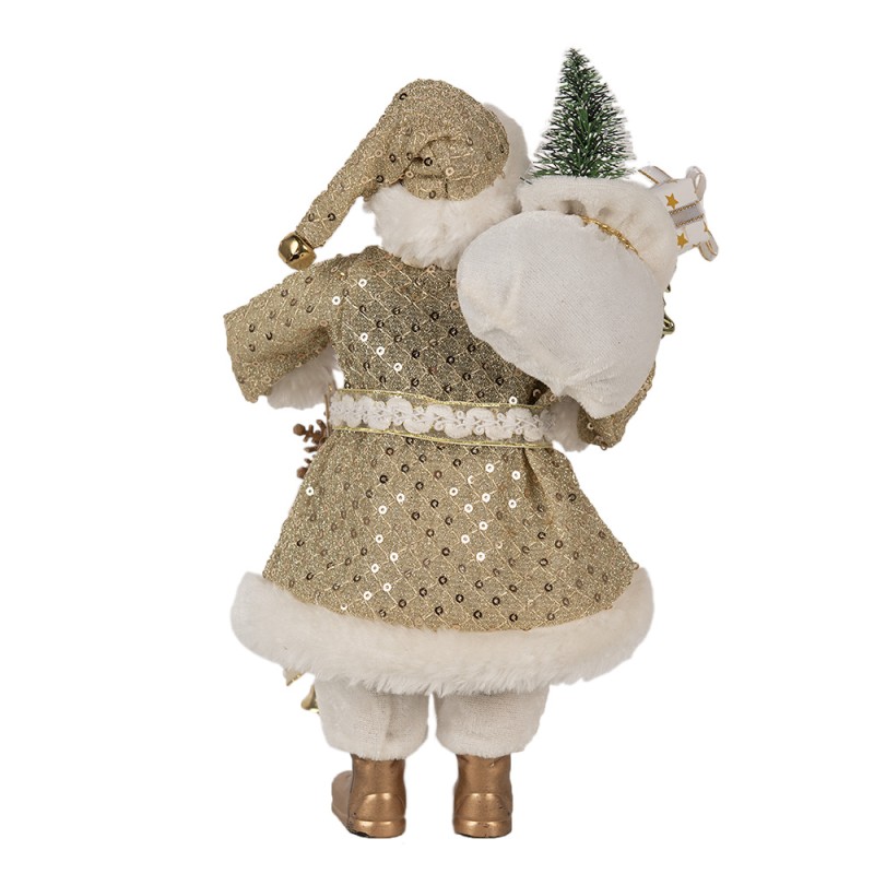 Clayre & Eef Weihnachtsdekorationsfigur Weihnachtsmann 27 cm Goldfarbig Kunststoff