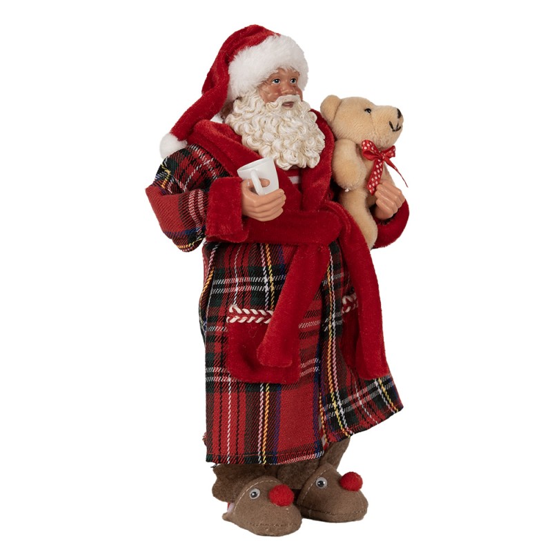 Clayre & Eef Weihnachtsdekorationsfigur Weihnachtsmann 27 cm Rot Kunststoff