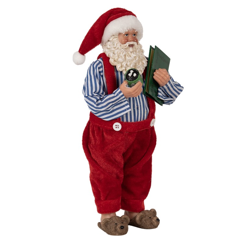 Clayre & Eef Christmas Decoration Figurine Santa Claus 27 cm Red Artificial Leather Metal