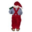 Clayre & Eef Kerstdecoratie Beeld Kerstman 27 cm Rood Kunstleer Metaal