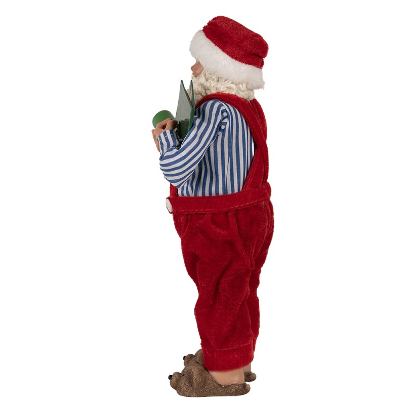 Clayre & Eef Statuetta decorativa di Natale Babbo Natale  27 cm Rosso Pelle artificiale Metallica