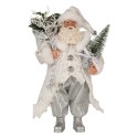 Clayre & Eef Christmas Decoration Figurine Santa Claus 27 cm White Silver colored Plastic