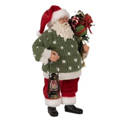 Clayre & Eef Christmas Decoration Figurine Santa Claus 27 cm Green Red Plastic