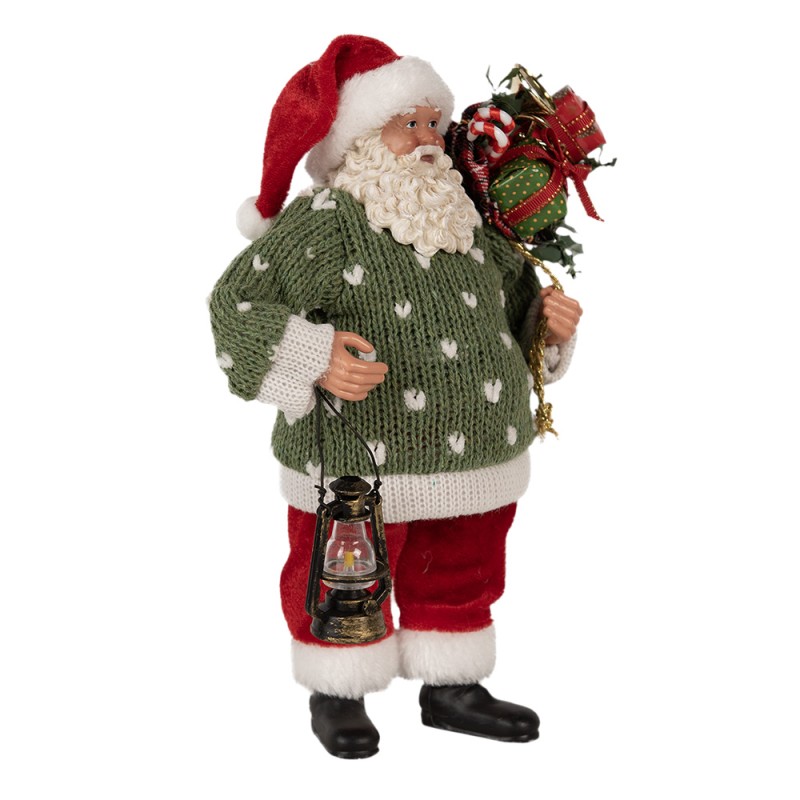 Clayre & Eef Christmas Decoration Figurine Santa Claus 27 cm Green Red Plastic