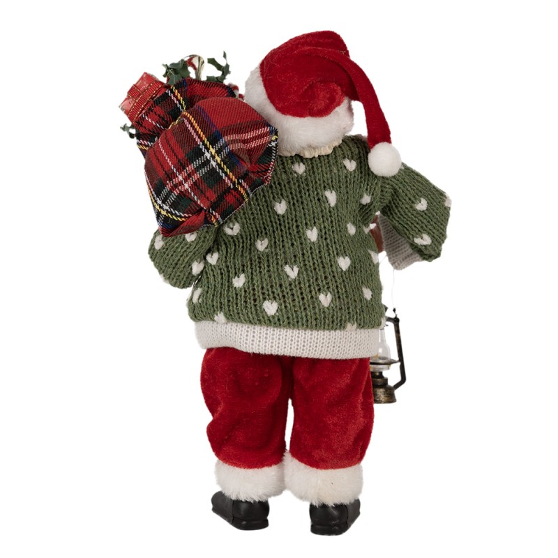 Clayre & Eef Statuetta decorativa di Natale Babbo Natale  27 cm Verde Rosso Plastica