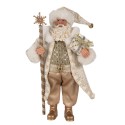 Clayre & Eef Kerstdecoratie Beeld Kerstman 27 cm Goudkleurig Wit Kunststof