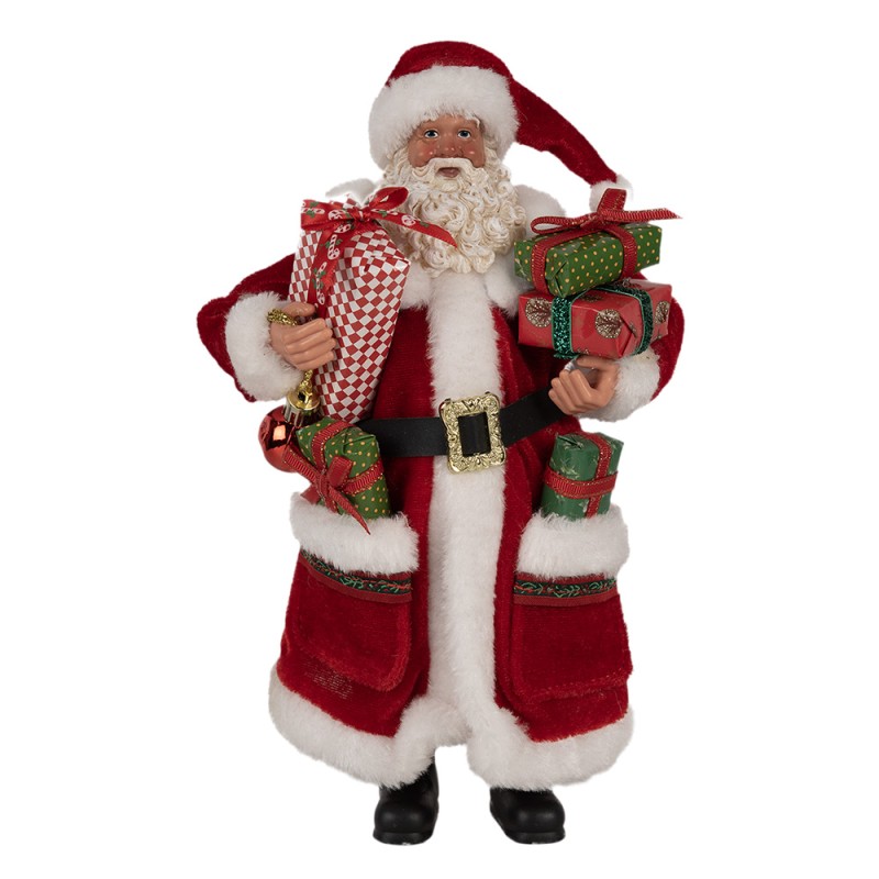 Clayre & Eef Statuetta decorativa di Natale Babbo Natale  27 cm Rosso Plastica