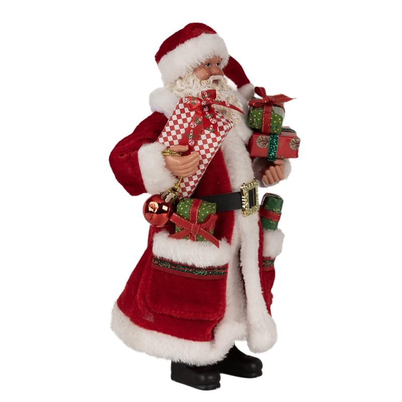 Clayre & Eef Weihnachtsdekorationsfigur Weihnachtsmann 27 cm Rot Kunststoff