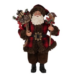 Clayre & Eef Weihnachtsdekorationsfigur Weihnachtsmann 27 cm Rot Kunststoff