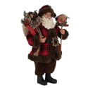 Clayre & Eef Kerstdecoratie Beeld Kerstman 27 cm Rood Kunstleer Metaal