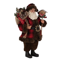 Clayre & Eef Weihnachtsdekorationsfigur Weihnachtsmann 27 cm Rot Kunststoff