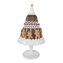 Clayre & Eef Figure de Noël Gâteau Ø 29x52 cm Marron Blanc Plastique