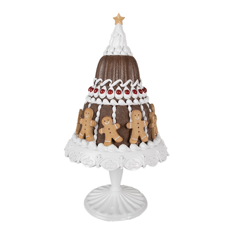 Clayre & Eef Christmas Decoration Figurine Cake Ø 29x52 cm Brown White Plastic