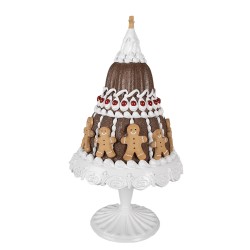 Clayre & Eef Statuetta decorativa di Natale Torta Ø 29x52 cm Marrone Bianco  Plastica