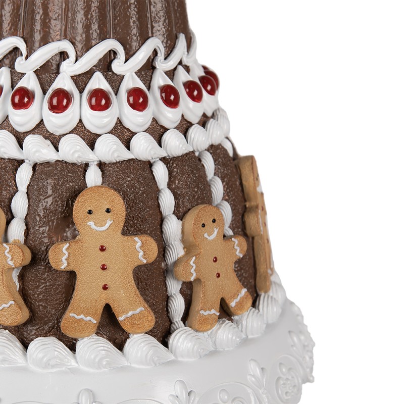 Clayre & Eef Weihnachtsdekorationsfigur Kuchen Ø 29x52 cm Braun Weiß Kunststoff