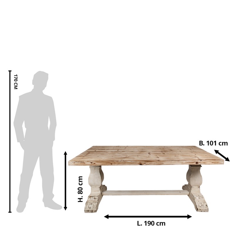 Clayre & Eef Tavolo da pranzo 190x101x80 cm Marrone Legno