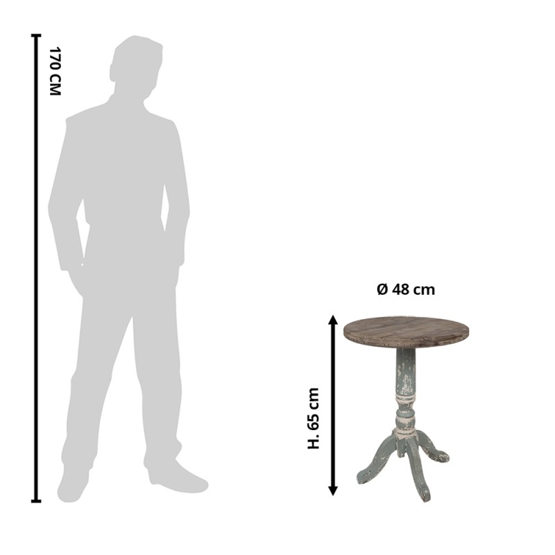 Clayre & Eef Side Table Ø 48x65 cm Brown Grey Wood Round