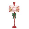 Clayre & Eef Kerstdecoratie Sign 46x18x115 cm Rood Wit Metaal NORTH POLE