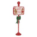 Clayre & Eef Kerstdecoratie Sign 46x18x115 cm Rood Wit Metaal NORTH POLE