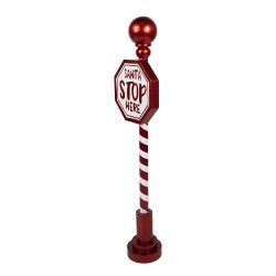 Clayre & Eef Kerst Tekstbord Sign 20x16x107 cm Rood IJzer SANTA STOP HERE