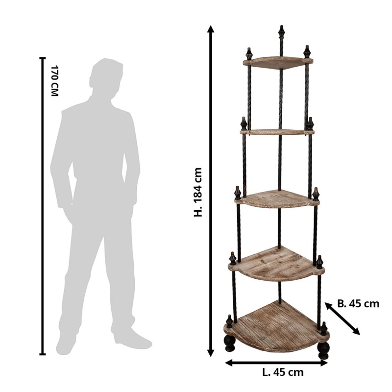 Clayre & Eef Scaffale  45x45x184 cm Marrone Legno Metallo