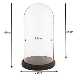 Clayre & Eef Cloche Ø 26x47 cm Noir Bois Verre Rond