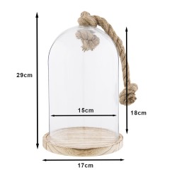 Clayre & Eef Cloche Ø 17x29 cm Bois Verre Rond