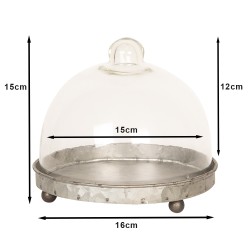 Clayre & Eef Cloche Ø 16x15 cm Gris Fer Verre Rond