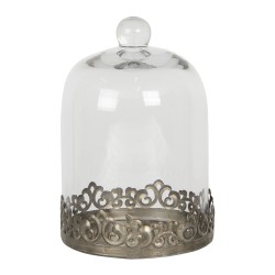 Clayre & Eef Cloche Ø 14x21 cm Couleur argent Métal Verre Rond