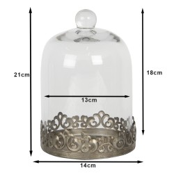 Clayre & Eef Cloche Ø 14x21 cm Couleur argent Métal Verre Rond