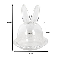 Clayre & Eef Cloche Rabbit Ø 14x16 cm Glass