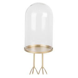 Clayre & Eef Glocke Ø 13x30 cm Goldfarbig Eisen Glas Rund