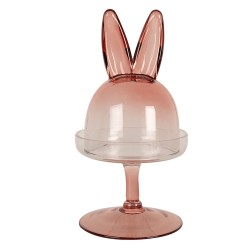 Clayre & Eef Cloche Ø 12x23 cm Rose Verre Rond Lapin