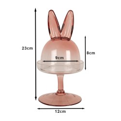 Clayre & Eef Glocke Ø 12x23 cm Rosa Glas Rund Kaninchen