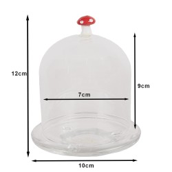 Clayre & Eef Glocke Ø 10x12 cm Transparant Glas Pilze