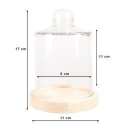 Clayre & Eef Glocke Ø 11x17 cm Braun Holz Glas Rund