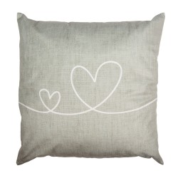 Clayre & Eef Cushion Cover 45x45 cm Beige Green Polyester Hearts