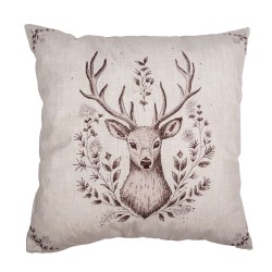 Clayre & Eef Housse de coussin 45x45 cm Beige Polyester Cerf