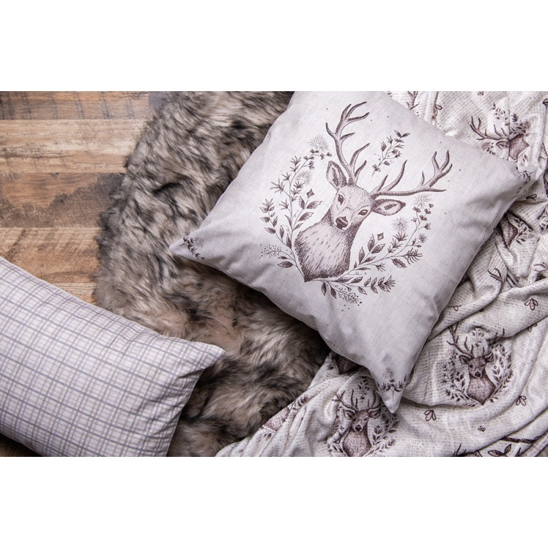 Clayre & Eef Throw Blanket 130x180 cm Beige Polyester Deer