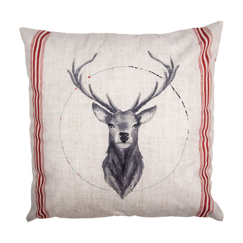 Clayre & Eef Cushion Cover 45x45 cm Beige Polyester Deer