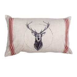 Clayre & Eef Cushion Cover 30x50 cm Beige Polyester Deer