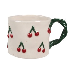 Clayre & Eef Mug 200 ml Beige Céramique Cerises